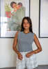 Women Summer Pajama set Dark Grey Top + White X Light Grey Tartan Plaid Shorts